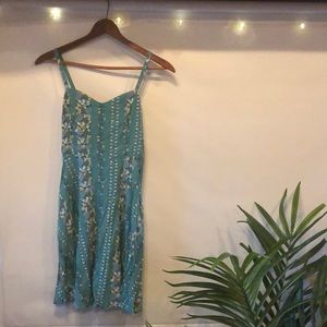 Mint green floral fit and flare cami midi dress